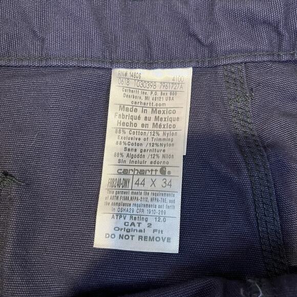 NEW Carhartt CAT 2 Mens 44x34 Dark Blue Flame Resistant Cargo Pants Original Fit - Picture 9 of 9